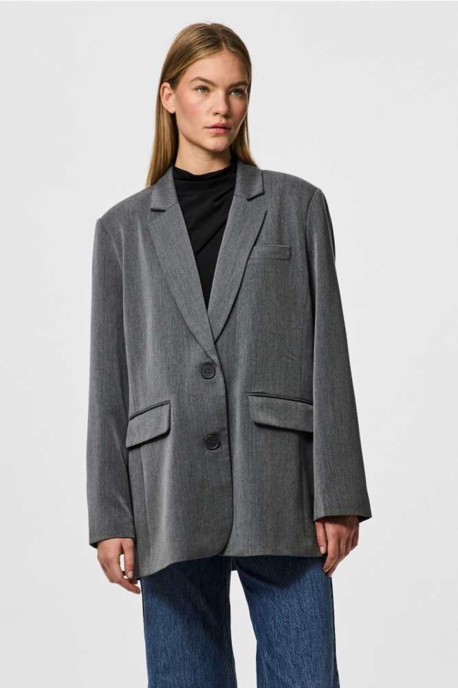 PCKAMIL LS LOOSE BLAZER NOOS BC 17157464 Dark Grey Melange
